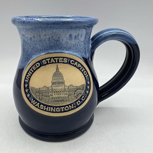Deneen Pottery 2017 United States Capitol Washington, DC Blue Pot Belly Mug RARE - Picture 1 of 5